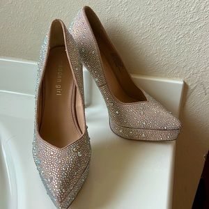 Madden Girl. Nude/blush color rhinestone heels. Size 8M. Never worn.